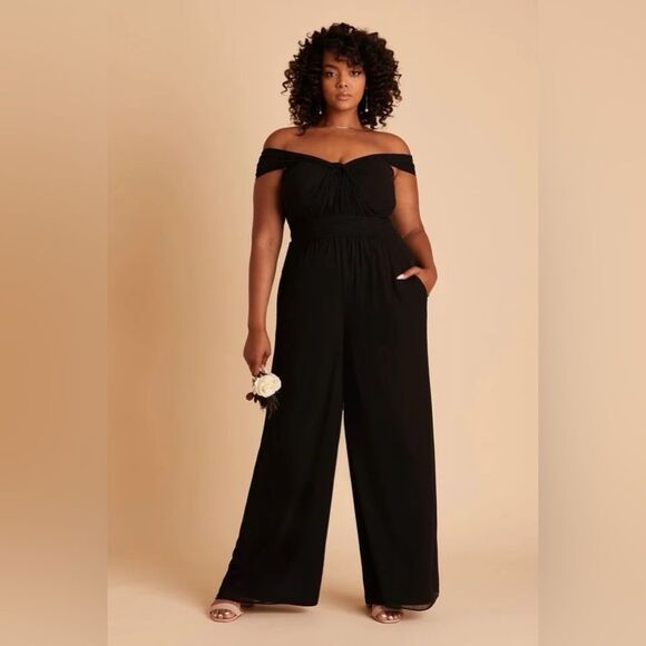 SOLD Birdy Grey Gigi Convertible Black Chiffon Bridesmaid Jumpsuit Size Medium - Picture 7 of 16